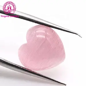 High quality synthetic crystal gemstones heart shape wholesale glass flat back cat eye stone cabochon for jewelry