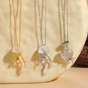 Yaratıcı gerçek 14K altın kaplama pirinç denizanası kolye moda uzun hayvan gerdanlık kolye kadınlar için hediye - Product Image 2