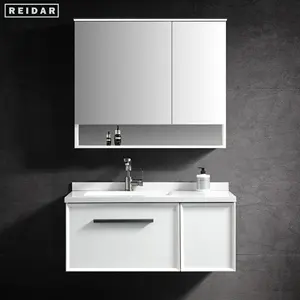 Light Luxury Single Basin Vanity Sink PVC Storage Bathroom Cabinet With Countertop Hand Wash Basin Sink