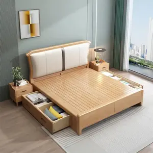 현대 킹 사이즈 MDF 서랍이있는 나무 더블 퀸 침대 디자인 프레임