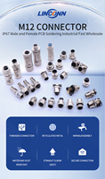 Connecteur Électrique M12 2 à 12 Broches, Options Mâle/Femelle, Codage A B D L X, Blindé, Étanche IP67 pour Capteur d'Automatisation Industrielle