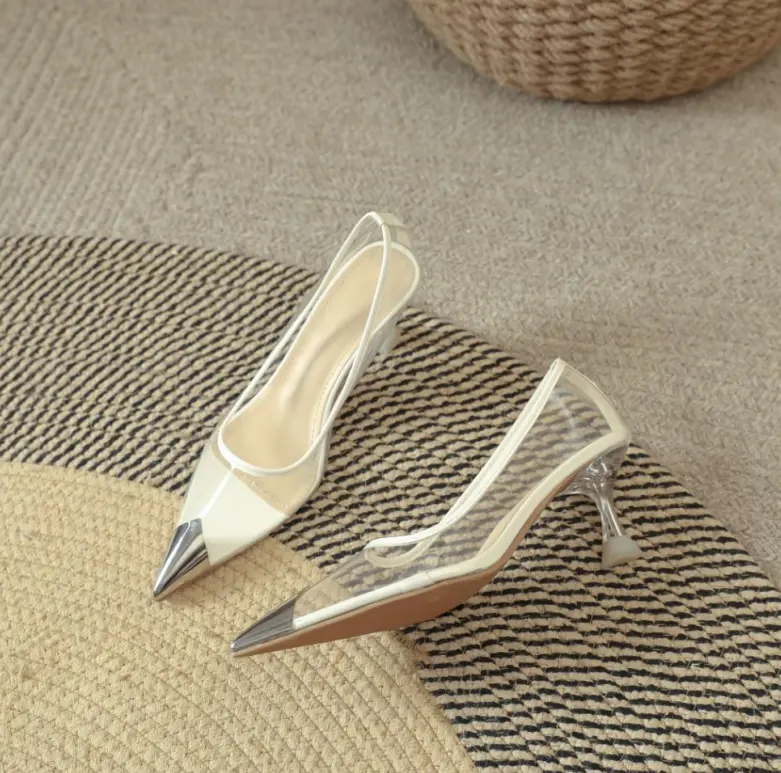 Trendy Summer Pointed Pumps Low Heel Shoes for Girls 6 CM High Heels Daily Office Women Dress Shoes Ladies