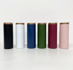 Vaso Delgado Recto de 20oz con Recubrimiento de Cobre para Exteriores, en Negro, Verde, Rosa, Blanco y Marrón, para Grabado Láser, con Tapa - Product Image 1