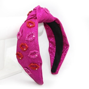 Shenglan 2024 fascia per capelli di san valentino Sexy Lip <span class=keywords><strong>Kiss</strong></span> Crystal Headbands Crystal Holiday Women Hairband - Product Image 1