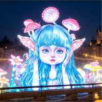 Lampu LED Kain Sutra Tahan Air Bentuk Bunga Gadis Peri, Lentera Festival Luar Ruangan, Laris Manis, Estetis untuk Halaman