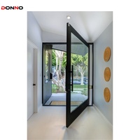 Puerta francesa de cristal interior/exterior moderna personalizada, puerta pivotante de aleación de aluminio con marco estrecho y apertura manual para villas