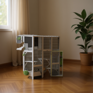 Cage confortable pour chat D0100HAM4FG en bois et fil d'acier, rectangulaire, style moderne, pour intérieur - Product Image 2