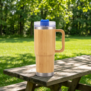 30oz Bamboo Shell Tumbler With Handle Double Wall Vacuum Insulated 304 Stainless Steel Travel <b>Car</b> <b>Mug</b> Eco Friendly Coffee Cup - Product Image 6