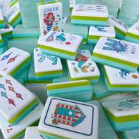 Meilleures ventes : Jeu de tuiles de Mahjong américain, plaqué or sirène, en acrylique cristallin, résistant à l'eau, pliable et portable, thème Océan Bleu Marin