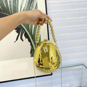 Metallic <b>Mirror</b> <b>Acrylic</b> Cyberpunk Style Unique Minimalist Spherical Evening Handbag Locking Buckle Single Strand Tanjing - Product Image 4