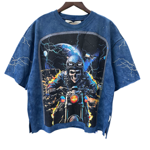 Custom Oversized Streetwear Men's T-Shirts Splash Ink Sublimation Print <strong>Skulls</strong> Graphic High Street Vintage Designer <strong>Tops</strong> - Product Image 1