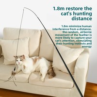 Tongkat Penggoda Kucing Teleskopik Plastik Panjang 18cm Perlengkapan Hewan Peliharaan Bulu Ikan Tikus Mainan Interaktif yang Menghibur