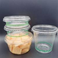 Hoogwaardige biologisch afbreekbare PLA-materiaal plastic fruit snijbekers, transparante ronde voedselverpakkingen met deksels