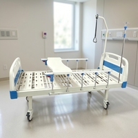 Lit d'hôpital manuel à double manivelle en acier inoxydable, 2 fonctions, certifié CE, équipement médical, fournitures hospitalières