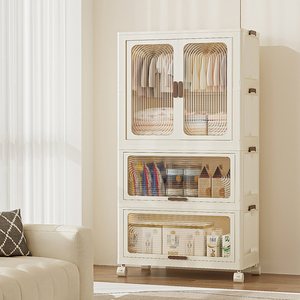 Multifunction Combinable Foldable Movable Universal Wheel Bedroom Wardrobe Transparent <strong>Door</strong> Plastic Storage Holders - Product Image 2