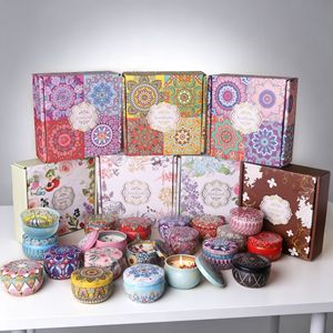 Set Regalo di Candele Profumate in Barattolo di Latta Personalizzato di Lusso, Candela in Cera di Soia Premium OEM con Fiori Secchi per il Mercato del Medio Oriente - Product Image 3