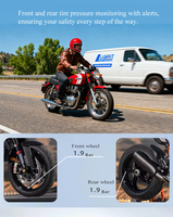 Monitor de Presión de Neumáticos de Motocicleta, Alarma para Rueda Delantera/Trasera, Pantalla TPMS en Tiempo Real con Sistema de Navegación con Proyector