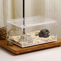Boîte de transport pour reptiles transparente personnalisée avec couvercle coulissant, design moderne, plateau en plastique pour l'élevage des reptiles