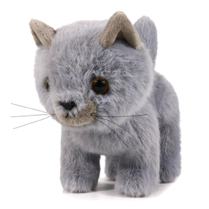 Realistici occhi grigi pelosi in plastica membra carine in piedi piccolo gatto giocattolo con la coda 6 pollici <span class=keywords><strong>di</strong></span> cotone imbottito fatto a mano gatto peluche - Product Image 1