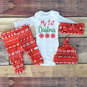 Conjuntos Navideños para Niñas, Trajes Bonitos con Gorro para Otoño, Conjuntos de Ropa para Bebés - Product Image 1