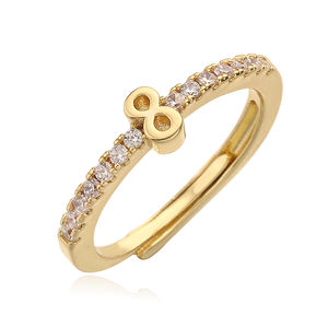 Venta al por mayor Simple 18K chapado en oro 0-9 números arábigos anillos <span class=keywords><strong>de</strong></span> dedo letra árabe anillo Zirconia cúbica anillo ajustable - Product Image 6