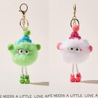 Boules de charbon en fourrure en forme de loutres et de lapins - porte-clés, jouets en peluche douce, sacs en peluche de dessin animé, décorations suspendues
