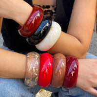 Bracelet large en acrylique semi-transparent et résine lisse, style exagéré, pour femme