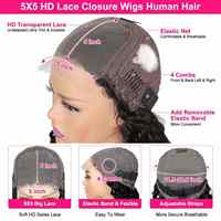 Perruque Bob Afro Bouclée en Cheveux Humains Remy Brésiliens 100% Naturels, Transparente 5x5 / Fermeture en Dentelle Française, Douce et Volumineuse, Sans Colle - Grande Vente