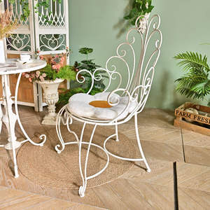 INNOVA HOME Eco Friendly Handmade White <b>Metal</b> High Back Dining <b>Chair</b> European Rustic Style Modern Home Furniture for Apartment - Product Image 2