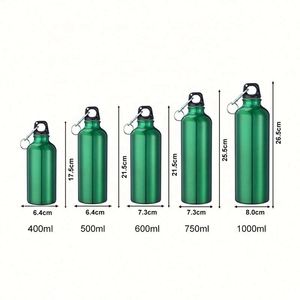 Botellas de Agua Deportivas de Aluminio Personalizables al por Mayor de 400ml/500ml/600ml/750ml de Pared Simple con Mosquetones y Tapas de Rosca Portátiles - Product Image 2