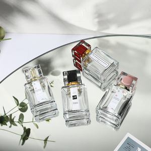 Botella de Perfume de Vidrio Transparente Cuadrada de Lujo, Recargable, con Atomizador de Rosca, en Stock - Product Image 2