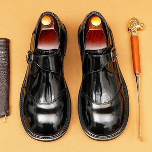 Zapatos Oxford de Cuero Casual de Negocios para Hombre, Nuevo Estilo 2025, con Cordones y Hebilla Británica, Punta Ancha, para Pies Anchos, de Calzada Fácil, Formales - Product Image 2