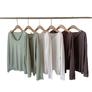 All'ingrosso semplice carino bella maglia manica lunga in cotone 100% per le donne - Product Image 1