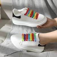 Nouveau Mc Queen Little Lacets de chaussures blancs Polyester 12mm Largeur Tie Dye LACES plates créatives