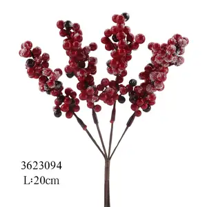 Christmas Tree Snowy Faux Red Berry Branch