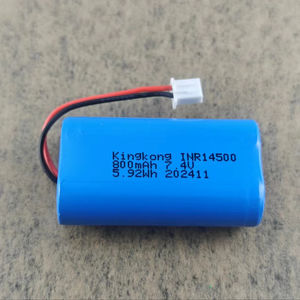 Kingkong INR14500 800mAh 2S1P 7.4V Baterai Silinder Lithium Li-ion 14500 Bersertifikasi CE/ROHS 500-1000 Siklus - Product Image 1