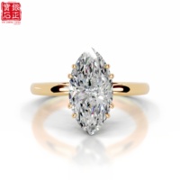 Bague de mariage en argent sterling 925 plaqué or avec moissanite 5 carats taille marquise, sertie à double griffe, bijoux fins pour femme REACH