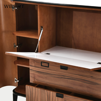 WBERT Armoire de rangement légère de luxe en grain de bois rétro de style italien-Panneau en fibres moyennes et bois de pommier pour TV, salle à manger et salon