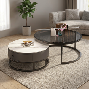 Table basse ronde en métal durable de style italien moderne avec un design élégant pour la décoration de salon - Product Image 5