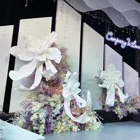Grand nœud plissé en soie, ornement floral multicolore pour décoration de toile de fond de mariage et de fête
