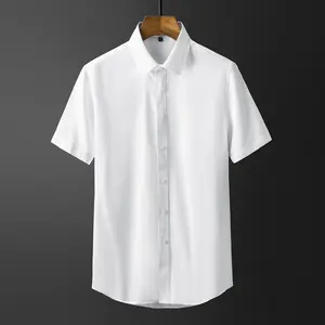 Высококачественная Мужская Летняя черная приталенная Классическая рубашка с коротким рукавом