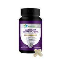 Kapsul Antioksidan Black Elderberry Vegan Halal Alami 1000mg Label Pribadi OEM Suplemen Diet Dewasa Vitamin C Imunitas 120