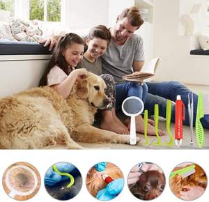 Kit d'accessoires de toilettage pour animaux de compagnie 7 en 1, outil de suppression des tiques pour chiens, pinces à tiques, pince à épiler, peigne à puces, loupe - Product Image 5