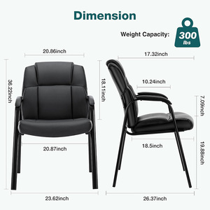 Chaise d'Invité en Cuir avec Accoudoirs Rembourrés pour Réception Réunion <span class=keywords><strong>Conférence</strong></span> et <span class=keywords><strong>Salle</strong></span> d'Attente Bureau Latéral Maison Noir - Product Image 2