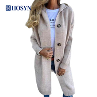 Cardigan long pour femme, manteau en tricot à capuche, cardigan côtelé surdimensionné avec poches, vêtements d'extérieur chauds pour l'hiver, Sueter