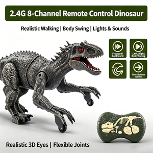 Jouet télécommandé LK Toys <span class=keywords><strong>2</strong></span>.4G 8CH, dinosaure <span class=keywords><strong>r</strong></span>éaliste, tyrannosaure <span class=keywords><strong>rex</strong></span> marchant avec effet de fumée, lumière et son, jouet électrique RC pour enfants - Product Image 4