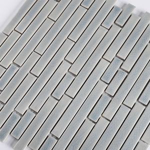 Liquidation vente pas cher prix d'usine bande aléatoire vert menthe brillant craquelé porcelaine émaillée pour cuisine salle de bain décoration murale - Product Image 2