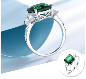 Anelli di pietre preziose <span class=keywords><strong>smeraldo</strong></span> per le donne <span class=keywords><strong>anello</strong></span> di promessa in <span class=keywords><strong>argento</strong></span> Sterling massiccio 925 quadrato verde fidanzamento di nozze gioielli di lusso nuovo - Product Image 5