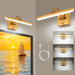 Modern Wall Mounted <b>LED</b> Vanity <b>Light</b> 36.6cm Brass Finish Rectangular Shade White Plastic Bathroom Fixture <b>Plug</b> <b>In</b> 220V - Product Image 5