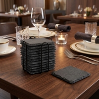 Lot de sous-verres carrés personnalisables en gros, style campagnard, antidérapants, noirs classiques, gravables, écologiques, pour cadeaux